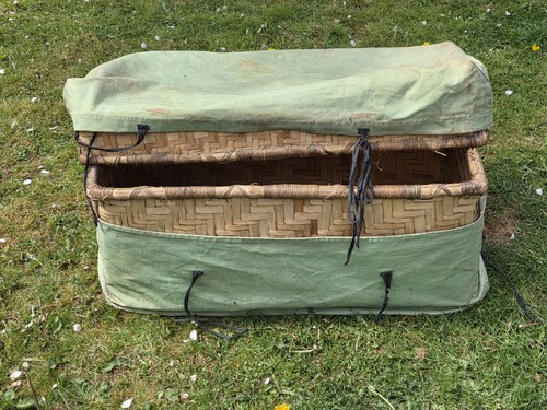 Vintage wicker luggage basket - wicker,