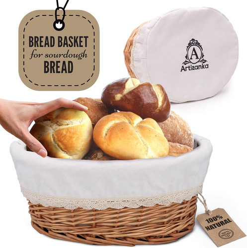 Large wicker bread basket - large,