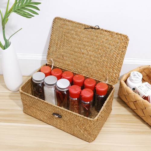 Woven box with lid wicker - woven,
