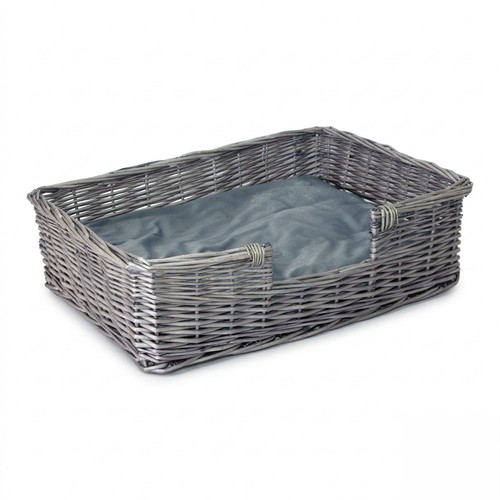 Grey natural wicker dog - grey,
