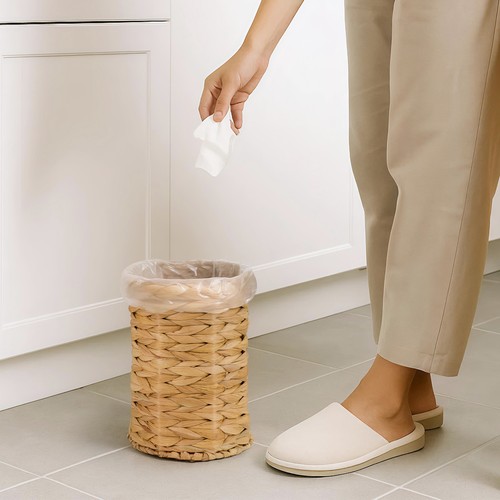 Handwoven wicker trash can - wicker,