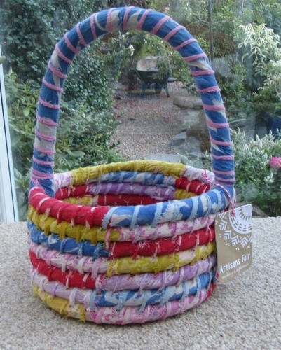 Handmade rag covered basket - handmade,