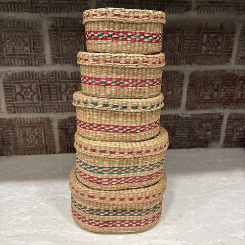 Vintage covered wicker - wicker, nesting