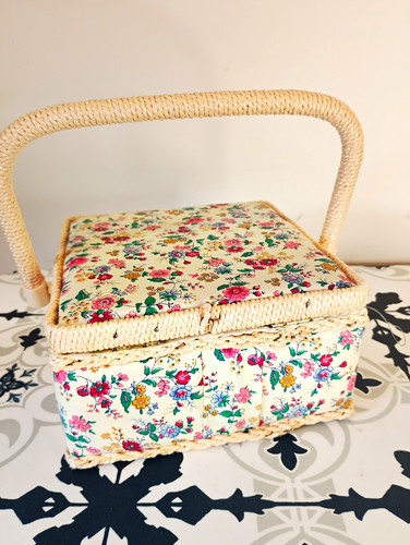 Floral fabric covered wicker - floral,