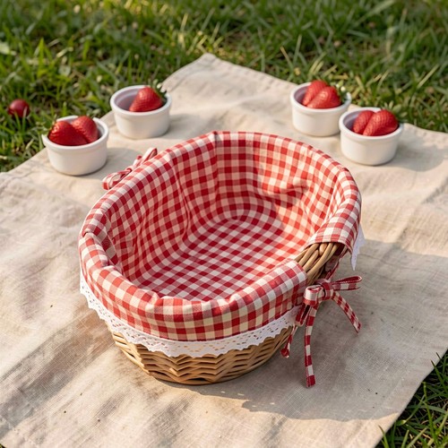 Pcs rattan basket lined - 3,