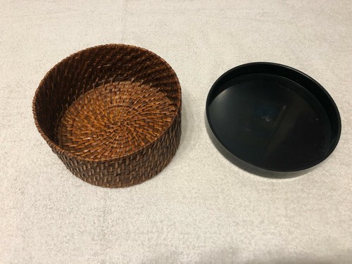 Brown wicker basket with - basket,