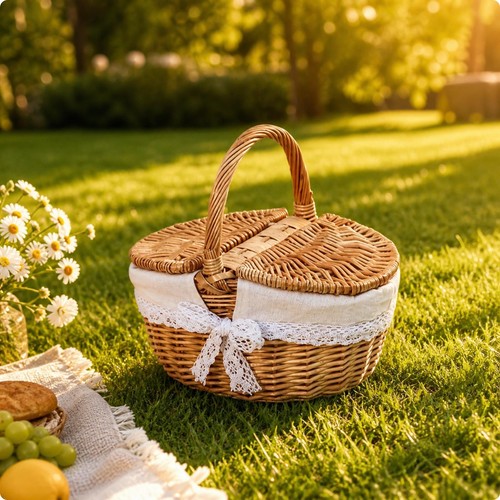 Handwoven vine basket covered - handwoven,
