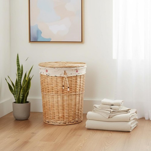 Wicker laundry hamper - wicker, with