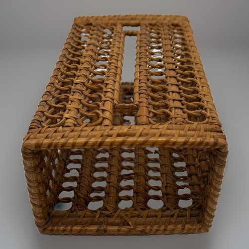 Vtg 80s brown wicker tissue - 80s,