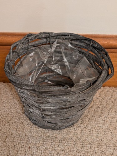 Small grey wicker basket - small,