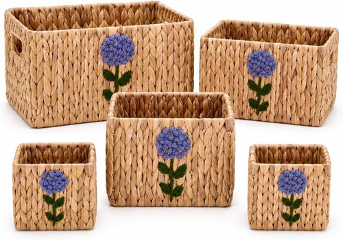 Wicker storage baskets - wicker, 5pack