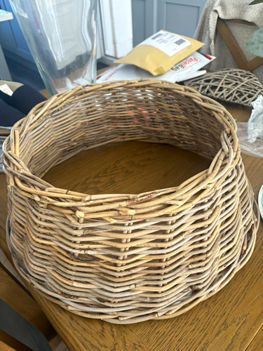Round beige wicker christmas - beige,